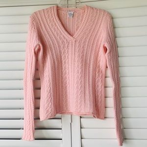 NWOT Pink Cable Knit Cashmere Sweater